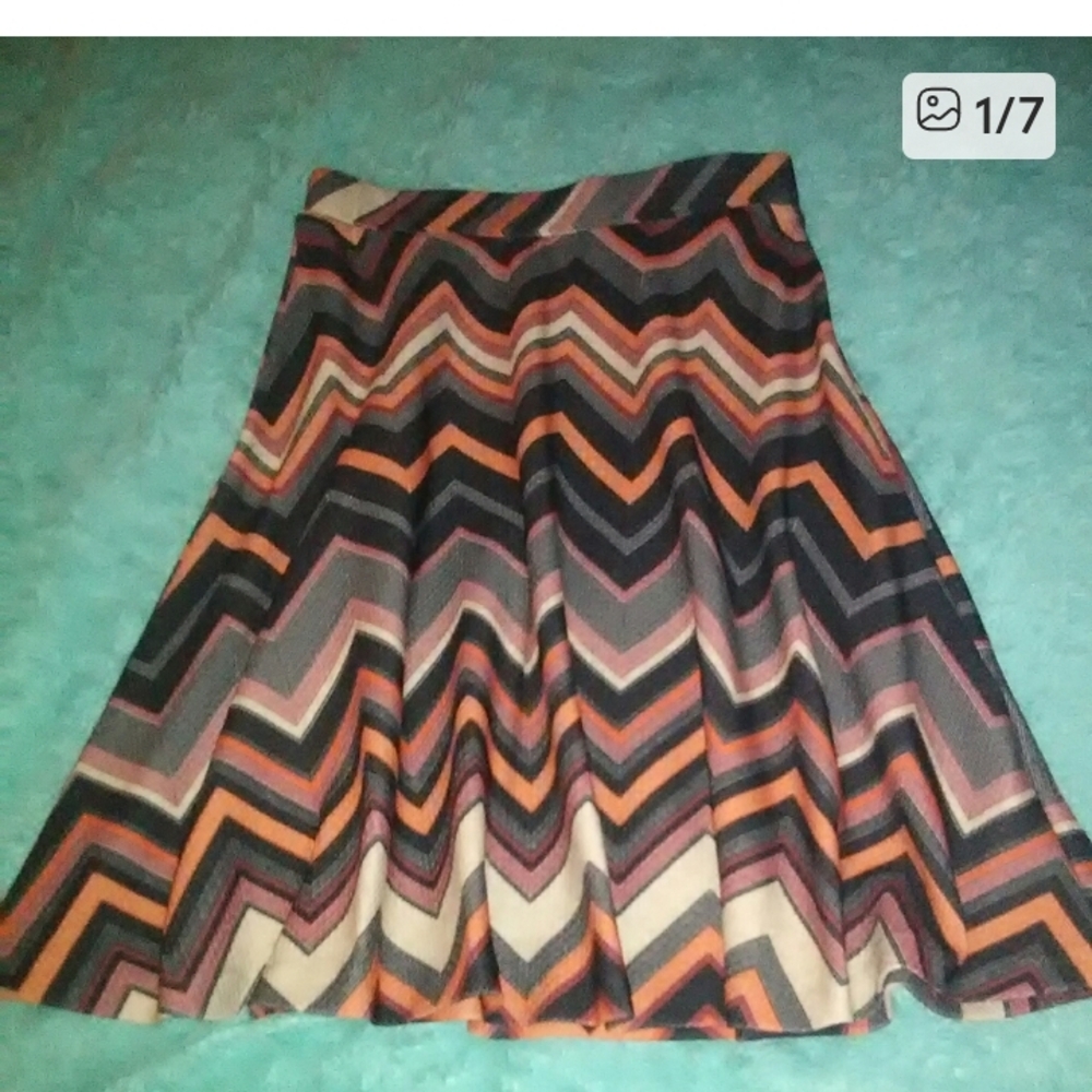 ECI Chevron Midi Skirt - Black, Orange, Cream